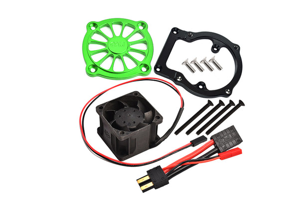 Aluminum 6061-T6 Motor Heatsink With Cooling Fan For Traxxas 1/8 4WD Sledge Monster Truck 95076-4 - 12Pc Set Green