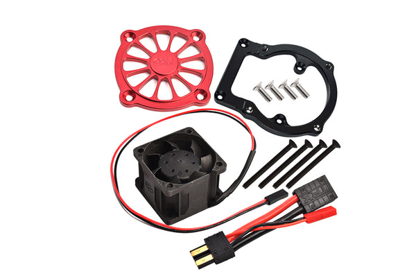 Aluminum 6061-T6 Motor Heatsink With Cooling Fan For Traxxas 1/8 4WD Sledge Monster Truck 95076-4 - 12Pc Set Red