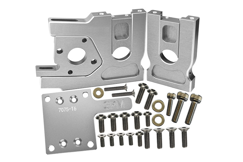 Aluminum 7075-T6 Center Differential Mount Quick Release Motor Base for Traxxas 1/8 4WD Sledge Monster Truck 95076-4 - 30Pc Set Silver