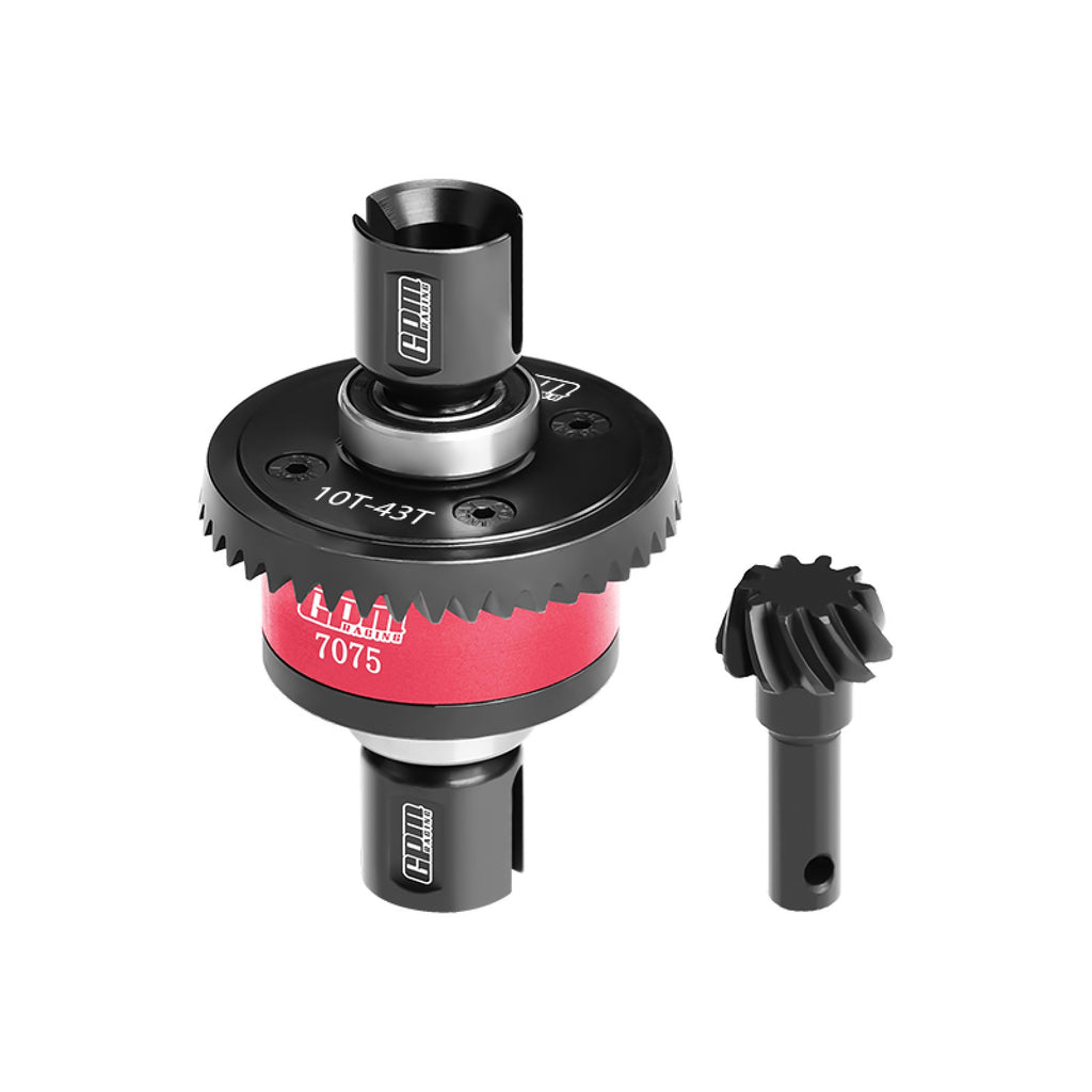 20Crmnti Steel + 7075 Alloy 10/43T Front Or Rear Complete Differential For Traxxas 1/8 4WD Sledge Monster Truck-95076-4 Upgrades - Red