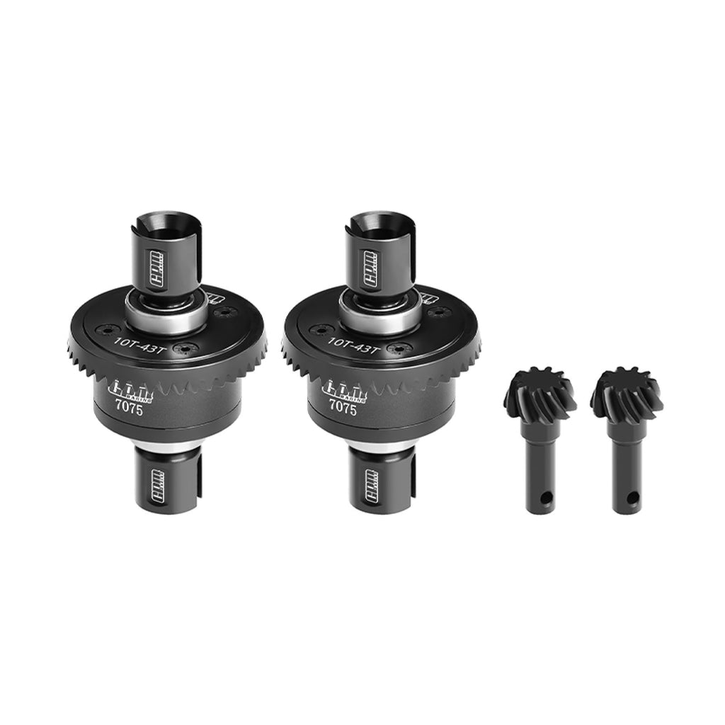 20Crmnti Steel + 7075 Alloy 10/43T Front And Rear Complete Differential Set ForTraxxas 1/8 4WD Sledge Monster Truck Upgrades - Black