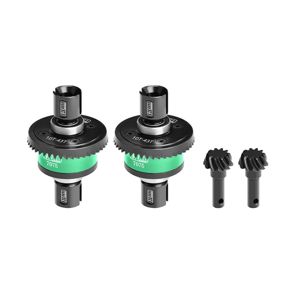 20Crmnti Steel + 7075 Alloy 10/43T Front And Rear Complete Differential Set ForTraxxas 1/8 4WD Sledge Monster Truck Upgrades - Green
