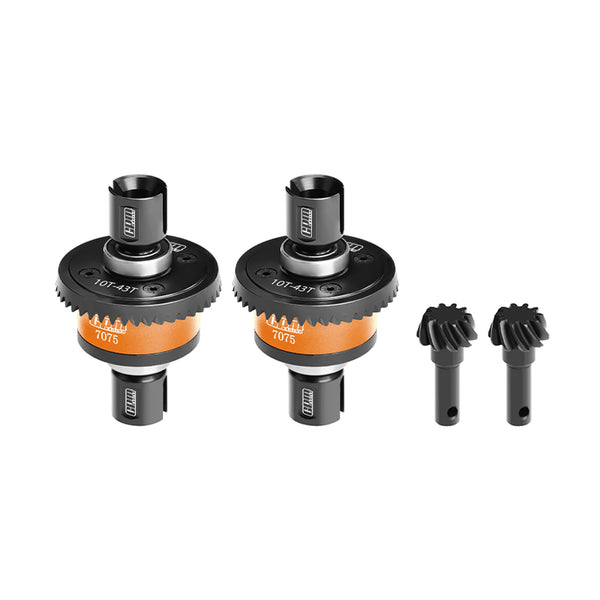 20Crmnti Steel + 7075 Alloy 10/43T Front And Rear Complete Differential Set ForTraxxas 1/8 4WD Sledge Monster Truck Upgrades - Orange