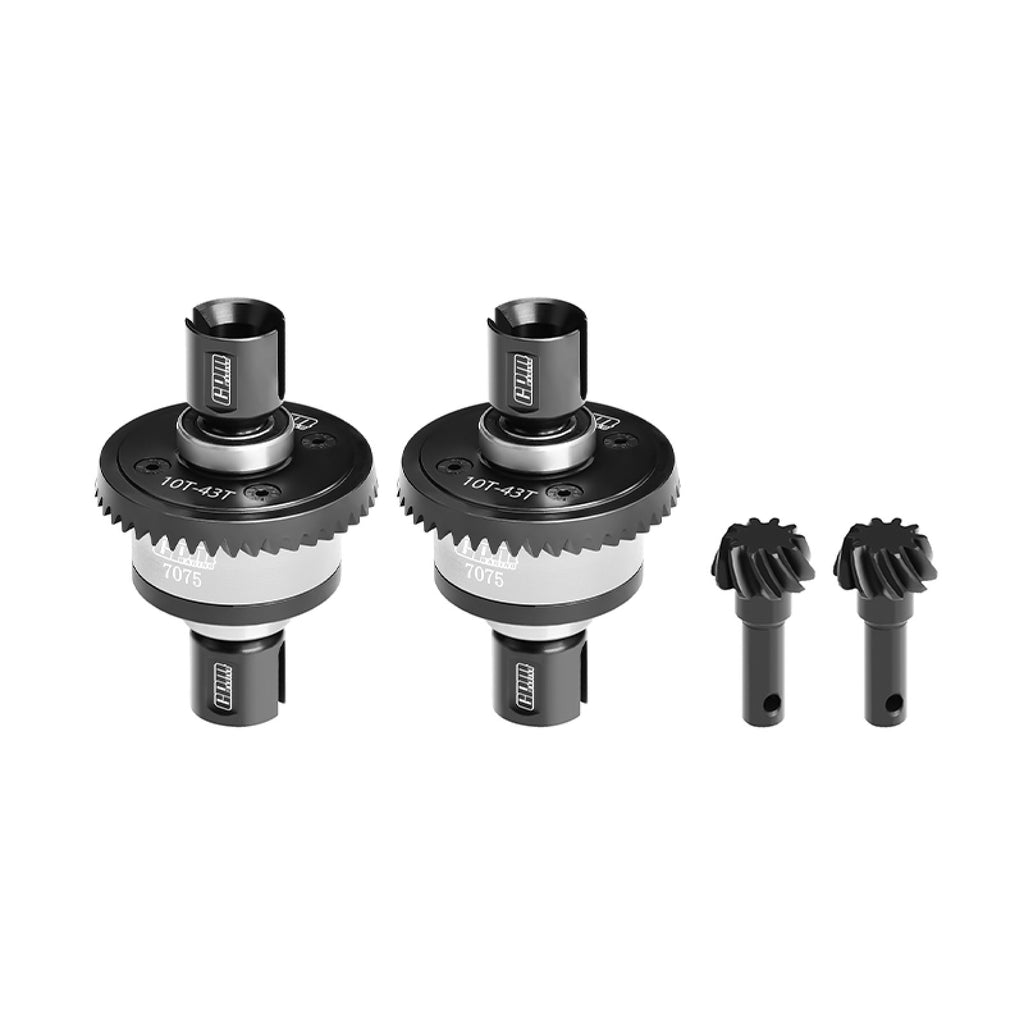 20Crmnti Steel + 7075 Alloy 10/43T Front And Rear Complete Differential Set ForTraxxas 1/8 4WD Sledge Monster Truck Upgrades - Silver