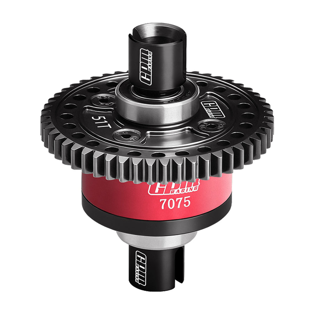 20CrMnTi Steel + 7075 Alloy 51T Center Complete Differential For Traxxas 1/8 4WD Sledge Monster Truck 95076-4 Upgrades - Red