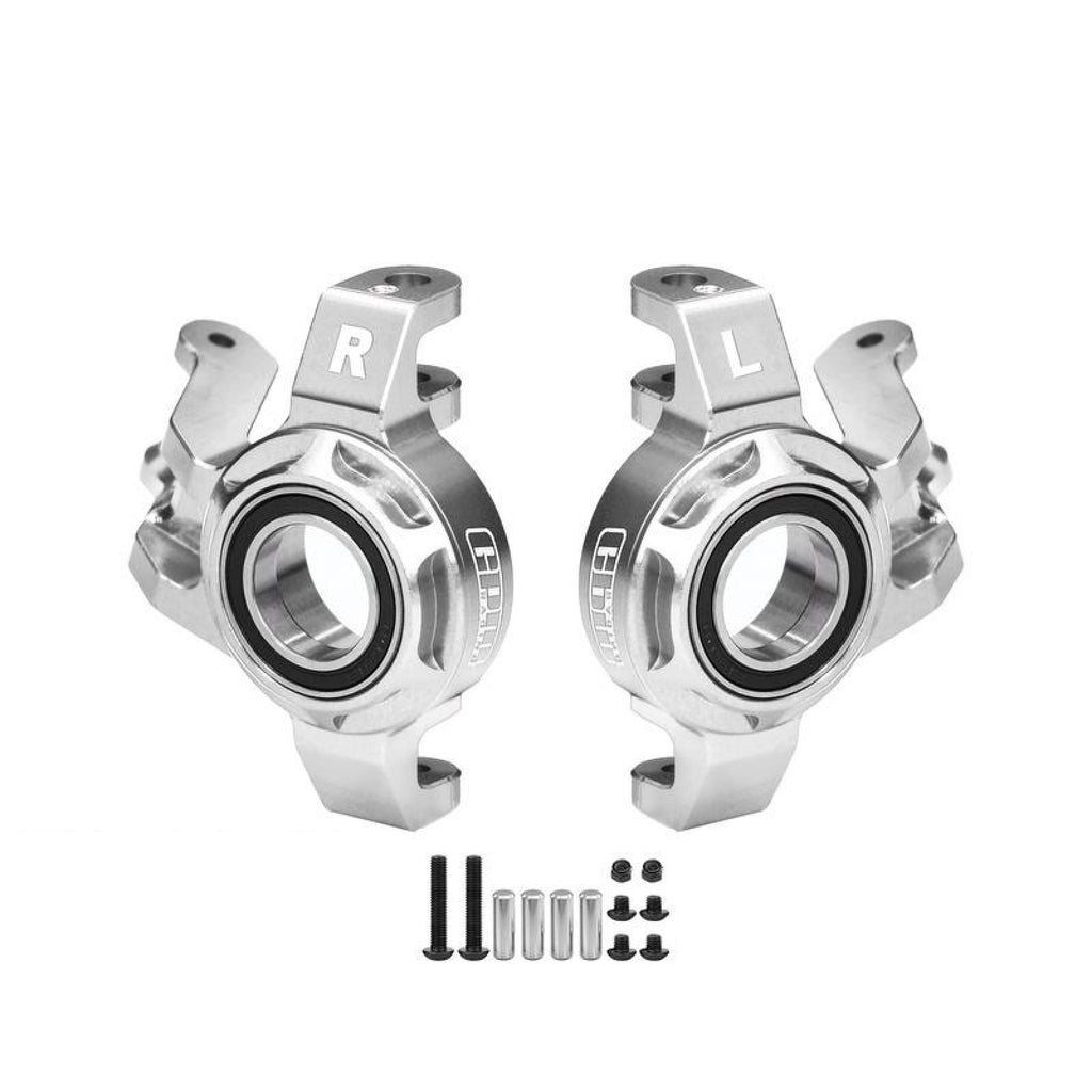 Aluminum 7075-T6 Alloy Steering Knuckle (Larger Bearings) For 1/8 YIKONG YK7081 TB8 4WD Desert Truck Upgrades - Silver