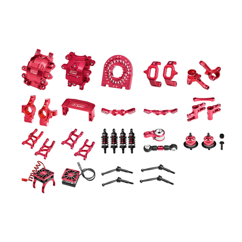 Complete Aluminum Upgrade Combo Competition Set For Traxxas 1/10 Ford GT 4-TEC 2.0 4-TEC 2.0 VXL BL-2S 4-TEC 3.0 Corvette 4-TECC 3.0 Toyota - Red