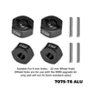 Aluminum 7075-T6 Alloy Front and Rear 12mm Wheel Hub Axle Hole 6mm For Traxxas 1:10 Ford Fiesta ST / Bigfoot 2S / Rustler 2S / Slash 4X4 VXL / Ford Raptor R / Stampede / 1:8 JATO 4X4 VXL - Black