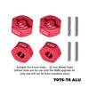 Aluminum 7075-T6 Alloy Front and Rear 12mm Wheel Hub Axle Hole 6mm For Traxxas 1:10 Ford Fiesta ST / Bigfoot 2S / Rustler 2S / Slash 4X4 VXL / Ford Raptor R / Stampede / 1:8 JATO 4X4 VXL - Red