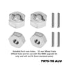 Aluminum 7075-T6 Alloy Front and Rear 12mm Wheel Hub Axle Hole 6mm For Traxxas 1:10 Ford Fiesta ST / Bigfoot 2S / Rustler 2S / Slash 4X4 VXL / Ford Raptor R / Stampede / 1:8 JATO 4X4 VXL - Silver