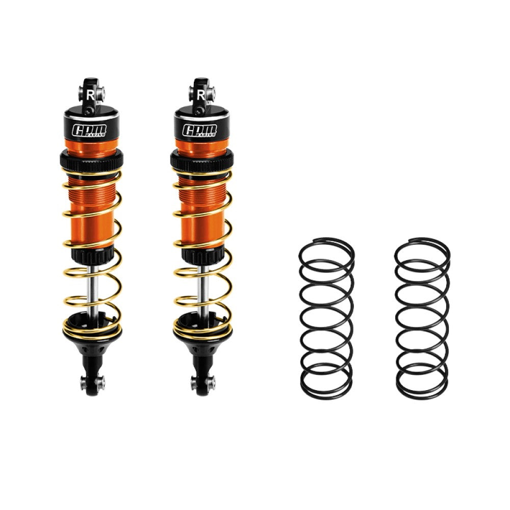 Aluminum 6061-T6 Alloy Rear Adjustable Spring Shock 104mm For Traxxas 1:8 JATO 4X4 VXL Brushless / 1:10 Rustler 4X4 Ultimate / Slash Ultimate / Slash Mudboss Racer Upgrades - Orange