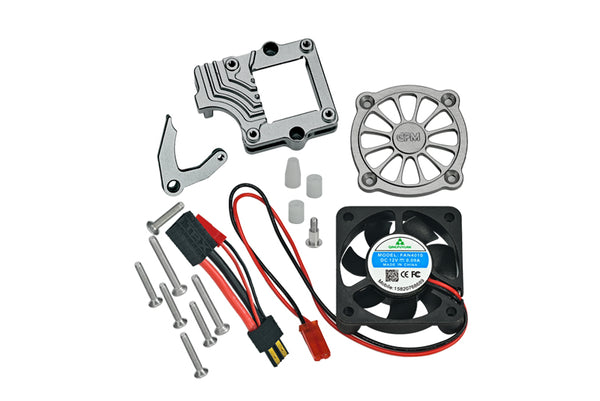 Traxxas TRX-4 Trail Defender Crawler / TRX-6 Mercedes-Benz G63 Aluminum Motor Cooling Fan With Easy Switch - 1 Set Gray Silver