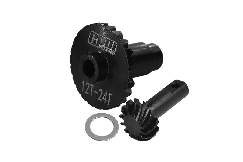 Medium Carbon Steel Front Or Rear Bevel Gear Set 12T/24T for Traxxas 1:18 TRX4M Ford Bronco Crawler 97074-1 / TRX4M Land Rover Defender 97054-1 / TRX4M K10 High Trail Crawler 97064-1 Upgrades - Black