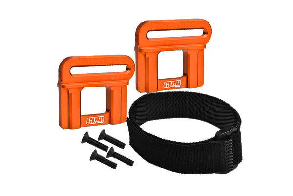 Aluminum 7075 Alloy Battery Hold-Down Retainer For Traxxas 1:8 4WD Maxx Slash 6S Brushless Short Course Truck 102076-4 / 4WD Sledge Monster Truck-95076-4 Upgrades - Orange