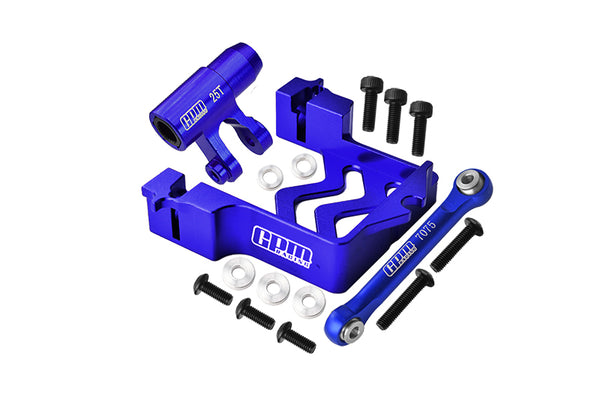 Aluminum Servo Mount + Aluminum Tie Rod + 25T Aluminum Servo Horn For Traxxas X Maxx 4X4 6S / 8S - 16Pc Set Blue