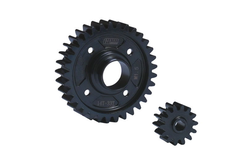 Medium Carbon Steel Center Diff Output Gear 33T And Input Gear 14T For Traxxas 1:5 X MAXX 8S-77086-4 / XRT 8S-78086-4 / XRT ULTIMATE 8S-78097-4 / X MAXX ULTIMATE 8S-77097-4 Upgrades - Black