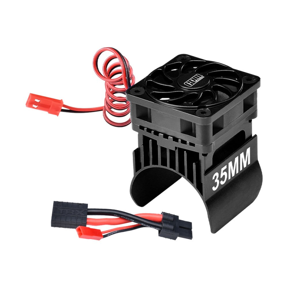 Aluminum 6061-T6 Alloy Cooling Fan With 35mm Motor Heatsink For Traxxas 1:16 Mini Maxx 4WD 107154-1 / Mini XRT VXL-3S 108076-1 Monster Truck Upgrades - Black