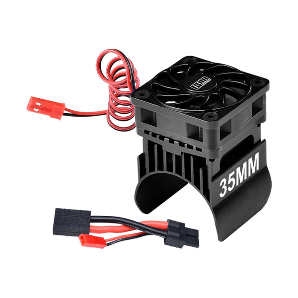 Aluminum 6061-T6 Alloy Cooling Fan With 35mm Motor Heatsink For Traxxas 1:16 Mini Maxx 4WD 107154-1 / Mini XRT VXL-3S 108076-1 Monster Truck Upgrades - Black