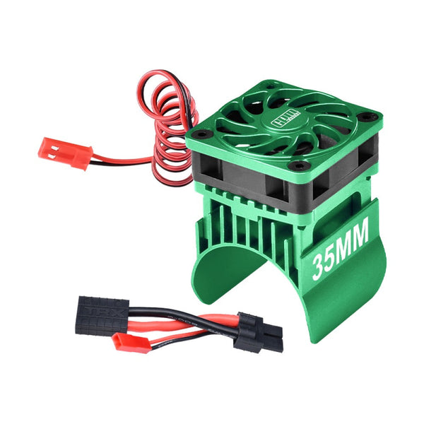Aluminum 6061-T6 Alloy Cooling Fan With 35mm Motor Heatsink For Traxxas 1:16 Mini Maxx 4WD 107154-1 / Mini XRT VXL-3S 108076-1 Monster Truck Upgrades - Green