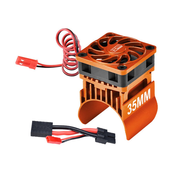 Aluminum 6061-T6 Alloy Cooling Fan With 35mm Motor Heatsink For Traxxas 1:16 Mini Maxx 4WD 107154-1 / Mini XRT VXL-3S 108076-1 Monster Truck Upgrades - Orange