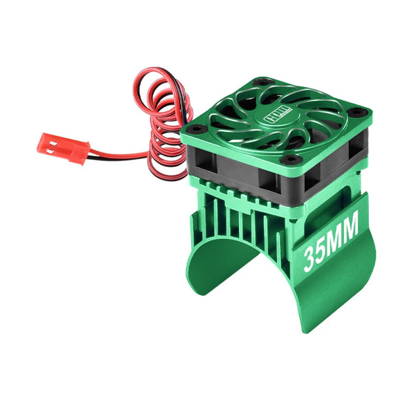 Traxxas TRX-4 Trail Defender Crawler / TRX-6 Mercedes-Benz G63 Aluminum 35mm Motor Heatsink With Cooling Fan - 1 Set Green