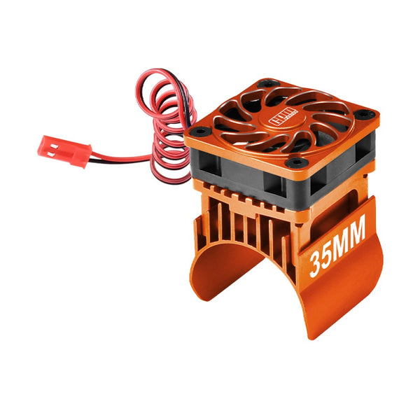 Traxxas TRX-4 Trail Defender Crawler / TRX-6 Mercedes-Benz G63 Aluminum 35mm Motor Heatsink With Cooling Fan - 1 Set Orange