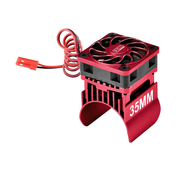 Traxxas TRX-4 Trail Defender Crawler / TRX-6 Mercedes-Benz G63 Aluminum 35mm Motor Heatsink With Cooling Fan - 1 Set Red