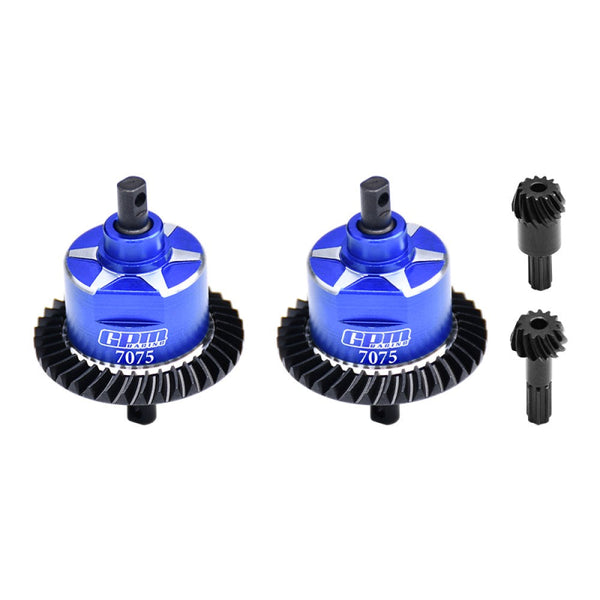 4140 Carbon Steel + 7075 Alloy Front & Rear Complete Differential For Traxxas 1/16 Mini Maxx 4WD RTR Brushless Monster Truck 107154-1 Upgrades - Blue