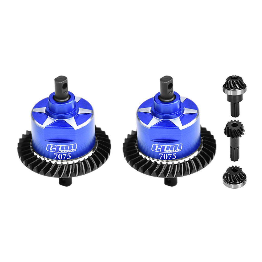 4140 Carbon Steel + 7075 Alloy Front & Rear Complete Differential for Traxxas 1:16 Mini Maxx 4WD 107154-1 / Mini XRT VXL-3S 108076-1 Monster Truck Upgrades - Blue