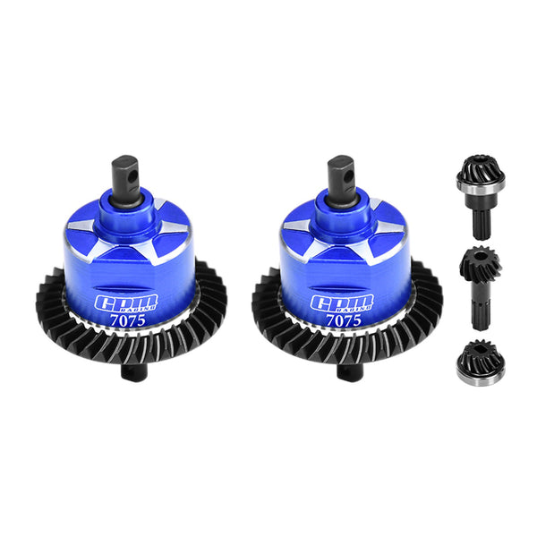 4140 Carbon Steel + 7075 Alloy Front & Rear Complete Differential for Traxxas 1:16 Mini Maxx 4WD 107154-1 / Mini XRT VXL-3S 108076-1 Monster Truck Upgrades - Blue