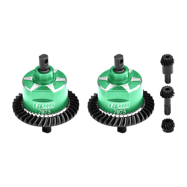 4140 Carbon Steel + 7075 Alloy Front & Rear Complete Differential for Traxxas 1:16 Mini Maxx 4WD 107154-1 / Mini XRT VXL-3S 108076-1 Monster Truck Upgrades - Green