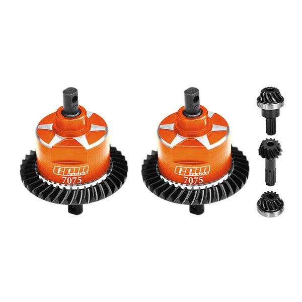 4140 Carbon Steel + 7075 Alloy Front & Rear Complete Differential for Traxxas 1:16 Mini Maxx 4WD 107154-1 / Mini XRT VXL-3S 108076-1 Monster Truck Upgrades - Orange
