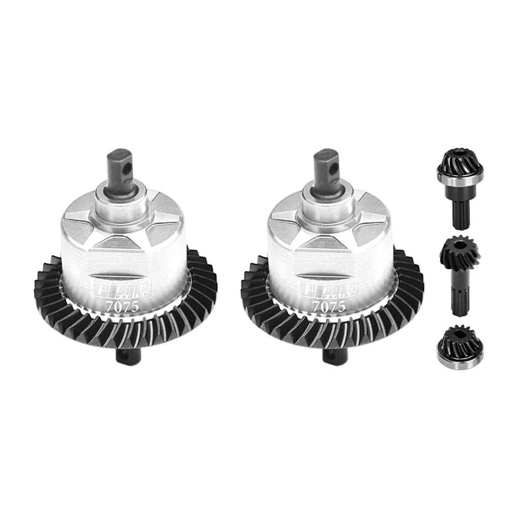 4140 Carbon Steel + 7075 Alloy Front & Rear Complete Differential for Traxxas 1:16 Mini Maxx 4WD 107154-1 / Mini XRT VXL-3S 108076-1 Monster Truck Upgrades - Silver