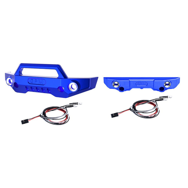 Aluminum 7075 Alloy Front Bumper & Rear Bumper With LED Lights For Traxxas 1/16 Mini Maxx 4WD RTR Brushless Monster Truck 107154-1 Upgrades - Blue