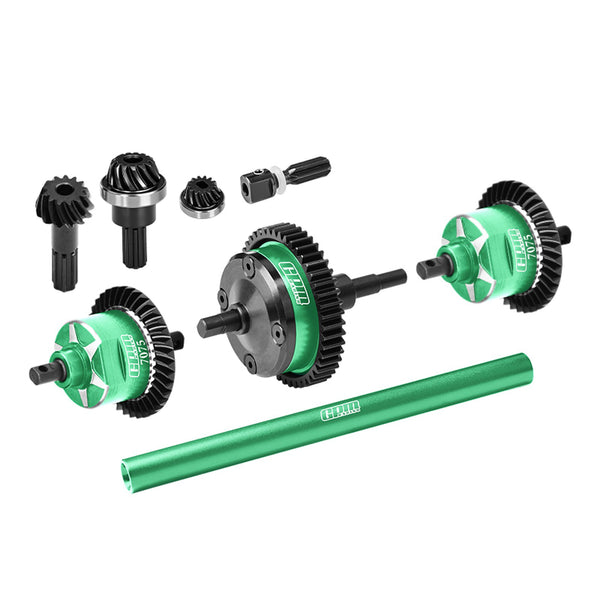 4140 Carbon Steel + 7075 Alloy Front & Centre & Rear Complete Differential for Traxxas 1:16 Mini Maxx 4WD 107154-1 / Mini XRT VXL-3S 108076-1 Monster Truck Upgrades - Green