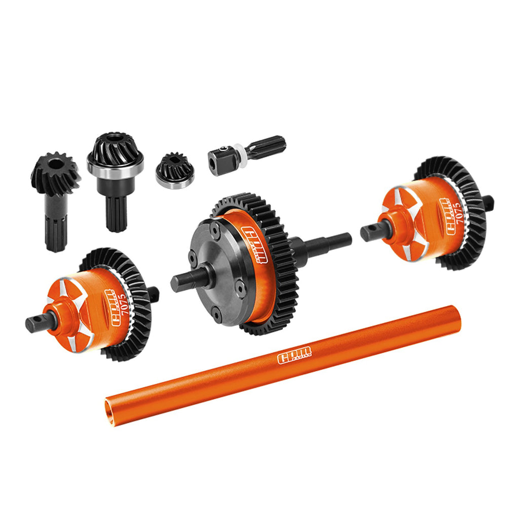 4140 Carbon Steel + 7075 Alloy Front & Centre & Rear Complete Differential for Traxxas 1:16 Mini Maxx 4WD 107154-1 / Mini XRT VXL-3S 108076-1 Monster Truck Upgrades - Orange