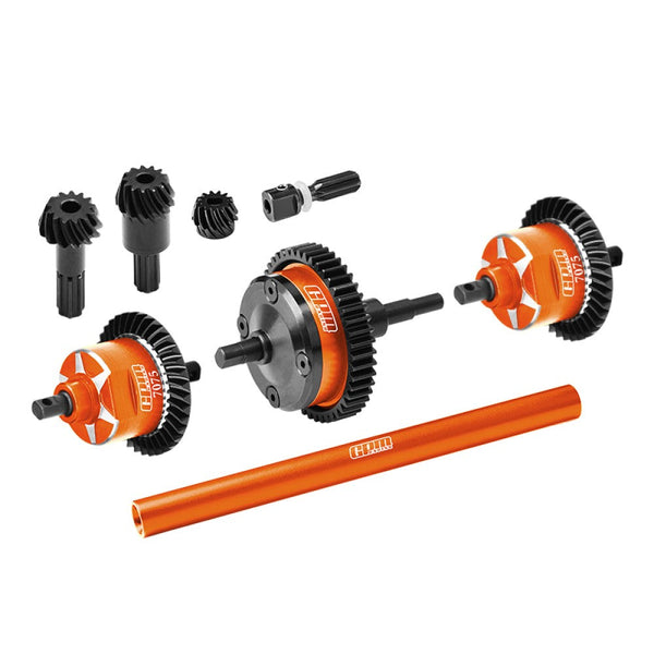 4140 Carbon Steel + 7075 Alloy Front & Centre & Rear Complete Differential For Traxxas 1/16 Mini Maxx 4WD RTR Brushless Monster Truck 107154-1 Upgrades - Orange