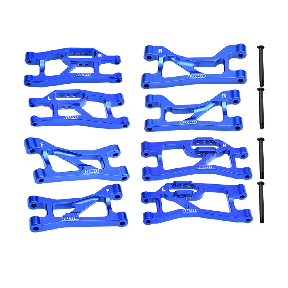 Aluminum 7075 Alloy Front Upper & Lower + Rear Upper & Lower Suspension Arms For Traxxas 1/16 Mini Maxx 4WD RTR Brushless Monster Truck 107154-1 Upgrades - Blue