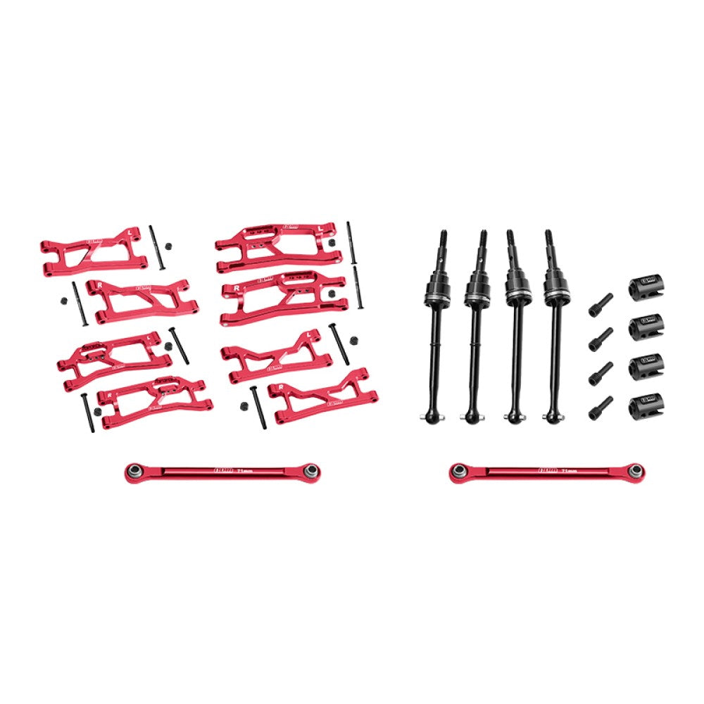 Aluminum 7075 Alloy Widemaxx Suspension Kit For Traxxas 1:16 Mini Maxx / Mini XRT VXL 3S Monster Truck Upgrades - Red
