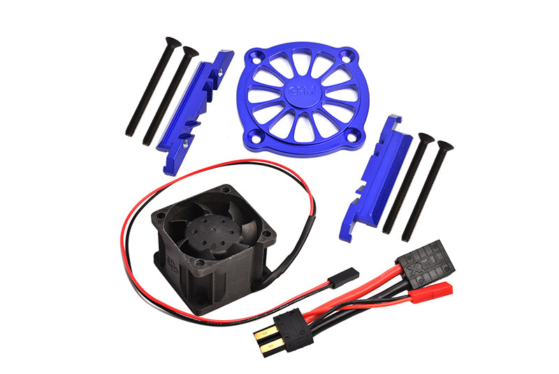 GPM For Traxxas 1/10 Maxx 4WD Monster Truck Upgrade Parts Aluminum Motor Heatsink With Cooling Fan - 1 Set Blue