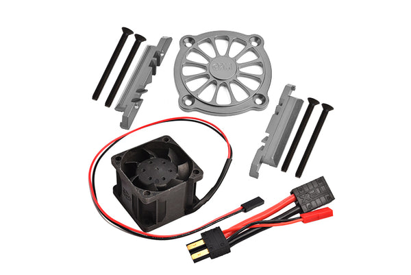 GPM For Traxxas 1/10 Maxx 4WD Monster Truck Upgrade Parts Aluminum Motor Heatsink With Cooling Fan - 1 Set Gray Silver