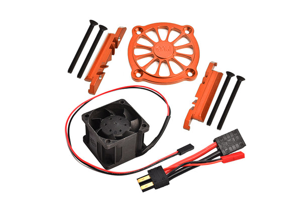 GPM For Traxxas 1/10 Maxx 4WD Monster Truck Upgrade Parts Aluminum Motor Heatsink With Cooling Fan - 1 Set Orange