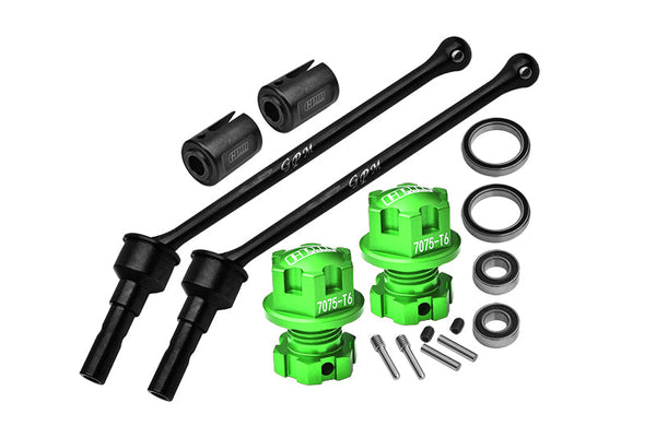 4140 Carbon Steel Front Or Rear Extend Cvd Drive Shaft (110mm) With Aluminum 7075 Alloy Wheel Lock & Hex Claw For Traxxas 1/10 Maxx With WideMAXX Monster Truck 89086-4 Upgrades - Green