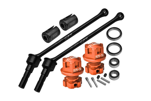 4140 Carbon Steel Front Or Rear Extend Cvd Drive Shaft (110mm) With Aluminum 7075 Alloy Wheel Lock & Hex Claw For Traxxas 1/10 Maxx With WideMAXX Monster Truck 89086-4 Upgrades - Orange