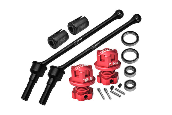 4140 Carbon Steel Front Or Rear Extend Cvd Drive Shaft (110mm) With Aluminum 7075 Alloy Wheel Lock & Hex Claw For Traxxas 1/10 Maxx With WideMAXX Monster Truck 89086-4 Upgrades - Red
