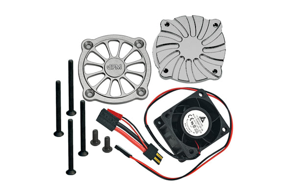 Traxxas Unlimited Desert Racer 4X4 (#85076-4) Aluminum Motor Heatsink With Cooling Fan - 1 Set Gray Silver