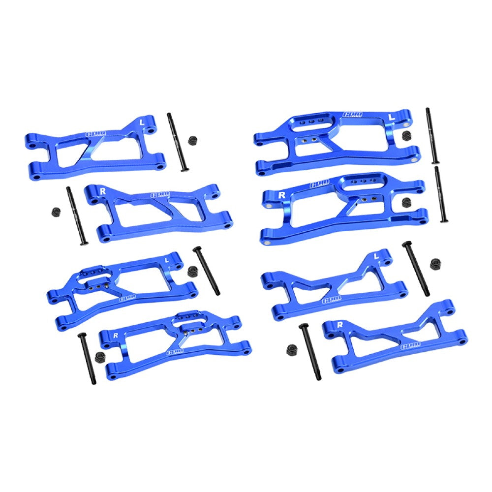 Aluminum 7075 Alloy Front + Rear (Upper & Lower) Suspension Arms For Traxxas 1/16 Mini XRT VXL-3S 108076-1 Monster Truck Upgrades - Blue