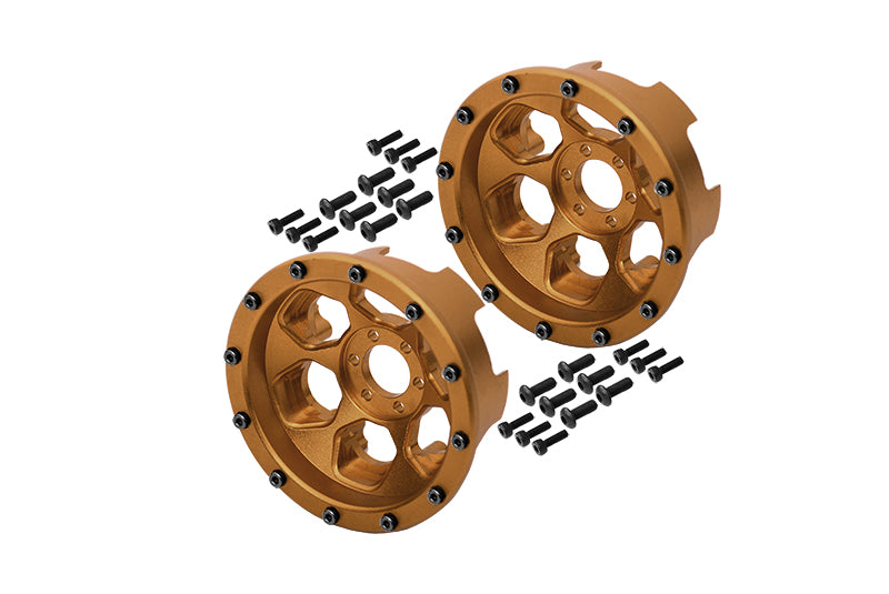 Axial Yeti Aluminum Front/Rear 2.2 Wheels Beadlock (6 Poles) - 1Pr Set Titanium