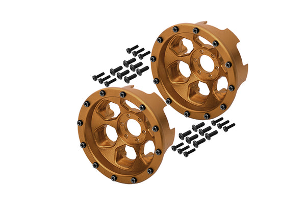 Axial Yeti Aluminum Front/Rear 2.2 Wheels Beadlock (6 Poles) - 1Pr Set Titanium