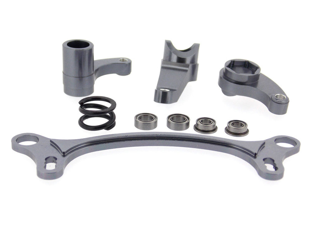 Axial EXO Aluminum Steering Assembly - 4Pcs Set Gray Silver